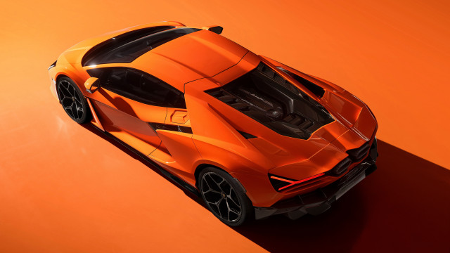 Orange sports car gradient shadow free wallpaper - medium preview image