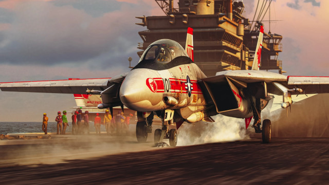 Fighterjet takeoff runway people ship free wallpaper - medium preview image