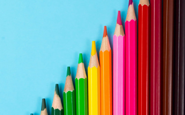 Colored pencils blue background middle free wallpaper - medium preview image