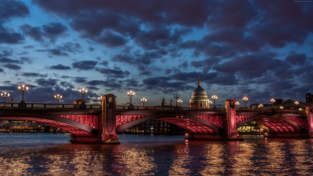Bridge red light cityscape moon free wallpaper - medium preview image