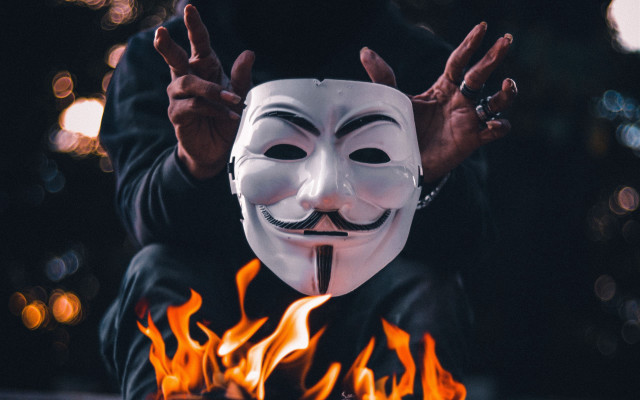 Mask flames dystopian cyberpunk burner free wallpaper - medium preview image