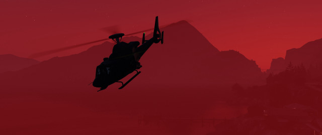 Helicopter mountain red sky sunset free wallpaper - medium preview image