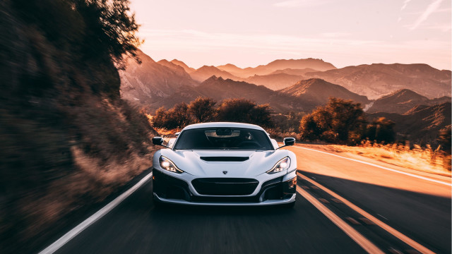 White sports car mountain road #14 free wallpaper - medium preview image