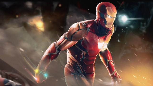 Man red suit rain glowing free wallpaper - medium preview image