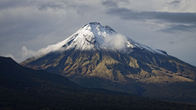 Snow mountain clouds trees tiltshift free wallpaper - medium preview image