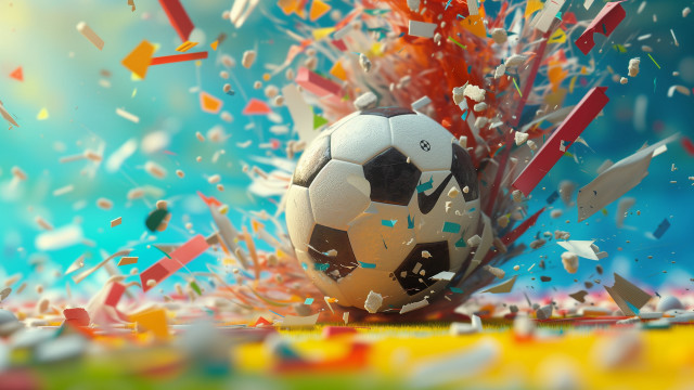 Soccer ball confetti streamers 3d free wallpaper - medium preview image