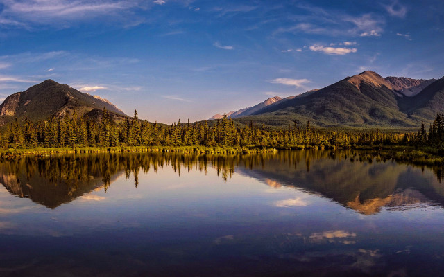 Lake mountains trees sky reflection #2 free wallpaper for desktop - medium preview image