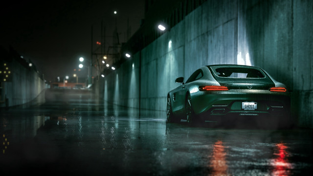 Dark alley car person rain free wallpaper - medium preview image