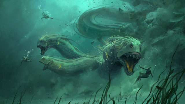 Long necked creature underwater fantasy free wallpaper - medium preview image