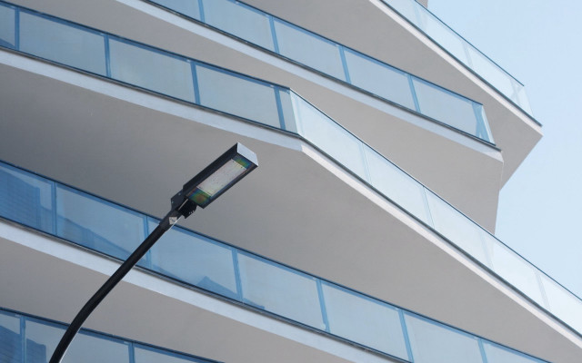 Streetlight building windows blue sky free wallpaper - medium preview image