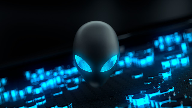 Alien keyboard glowing blue fire free wallpaper - medium preview image