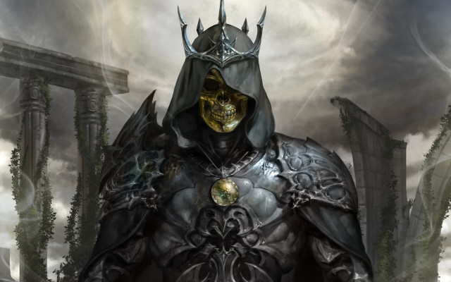 Skull crowned man fantasy armor free wallpaper - medium preview image