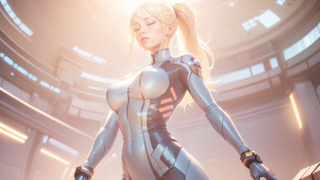 Futuristic suit woman cyberpunk artgerm free wallpaper - medium preview image