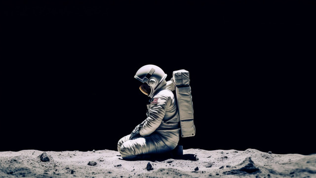 Man spacesuit moon backpack album free wallpaper - medium preview image