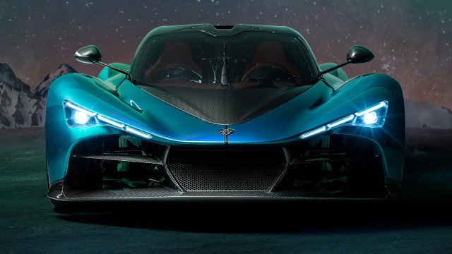 Futuristic car starry sky mountain free wallpaper - medium preview image