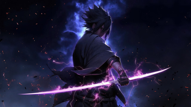 Lightning sword fantasy anime night free wallpaper - medium preview image