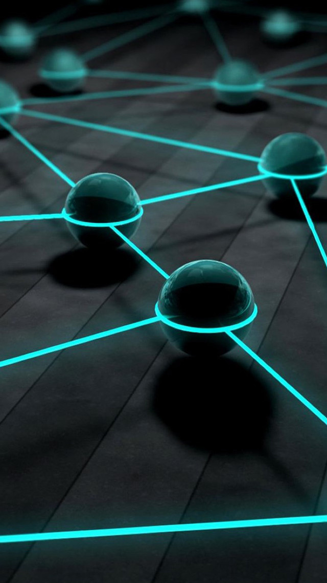 Black floor blue lights circles free wallpaper - medium preview image