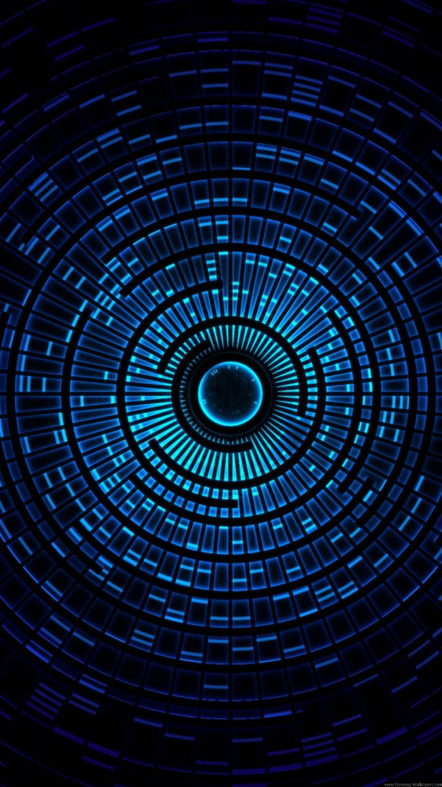Blue circular pattern black background free wallpaper - medium preview image