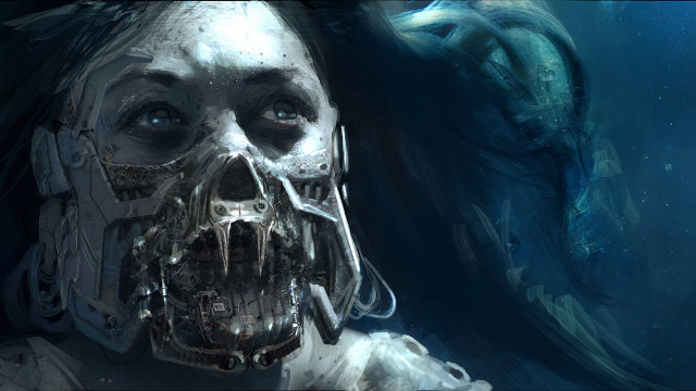 Skeleton fish aurora space night free wallpaper - medium preview image