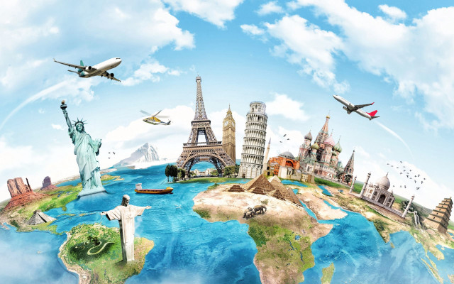World diversity plane flying statue free wallpaper - medium preview image