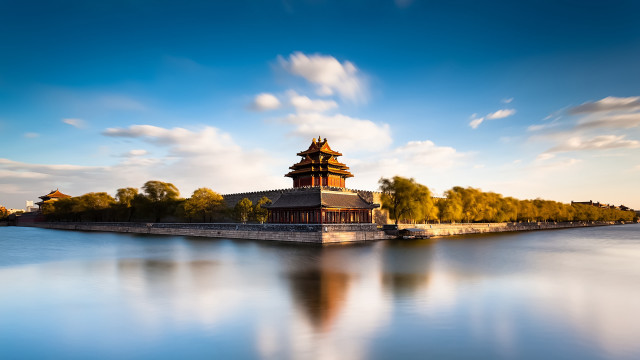 Large building lake forest trees #2 free wallpaper - medium preview image