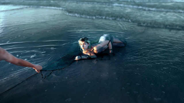 Woman surfboard ocean horizon underwater free wallpaper - medium preview image