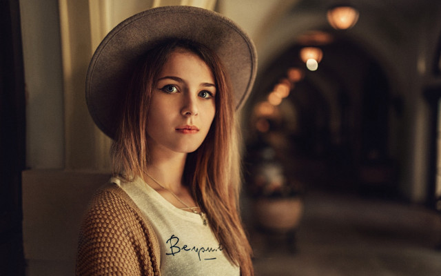 Elina karimova hat sweater portrait free wallpaper - medium preview image