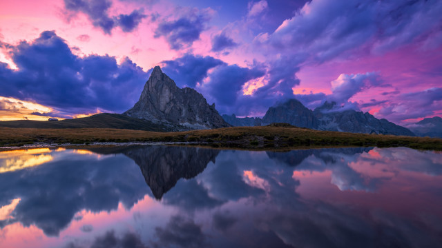 Mountain lake purple sky clouds #4 free wallpaper - medium preview image