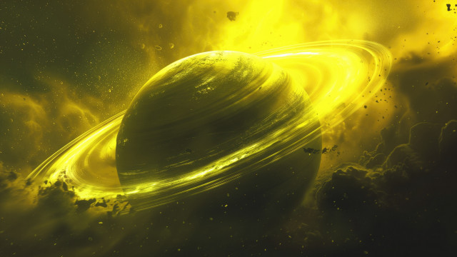Yellow saturn yellow sky clouds free wallpaper - medium preview image