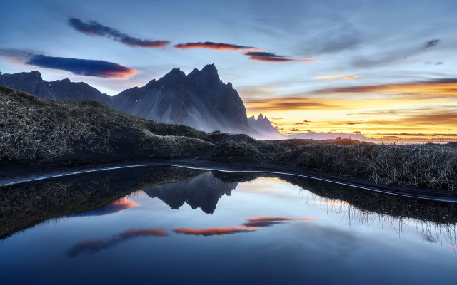 Mountain range lake sunset clouds #3 free wallpaper - medium preview image