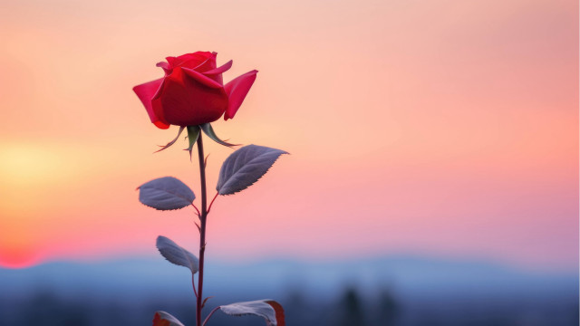 Red rose pink sky beach free wallpaper - medium preview image