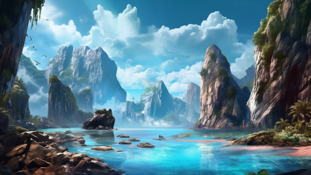 Mountain lake forest sky clouds #5 free wallpaper - medium preview image