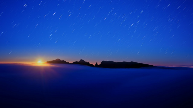 Night sky mountains sun clouds free wallpaper - medium preview image