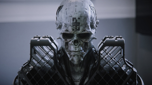 Robot skull cross chest head free wallpaper - medium preview image