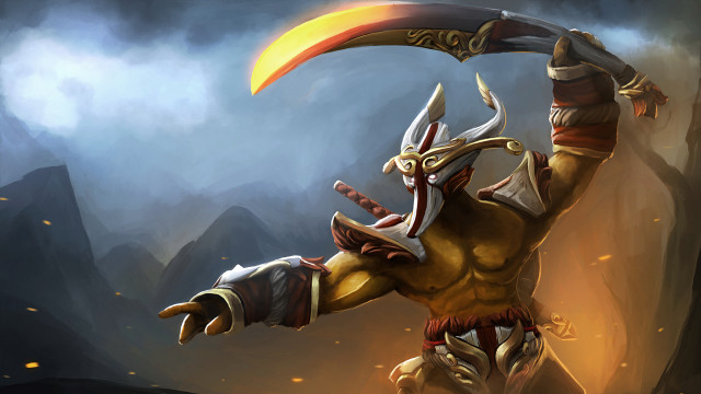 Demon sword flame horns mountain free wallpaper - medium preview image