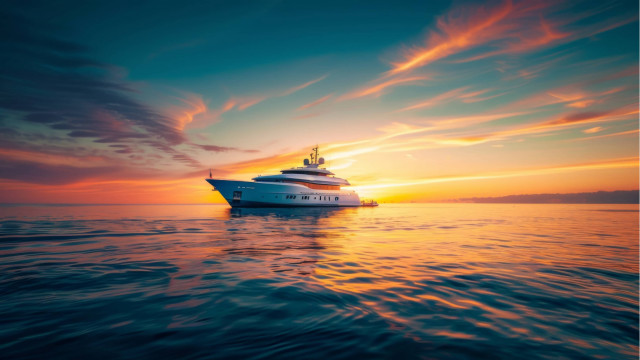 Boat sunset ocean clouds horizon #2 free wallpaper - medium preview image