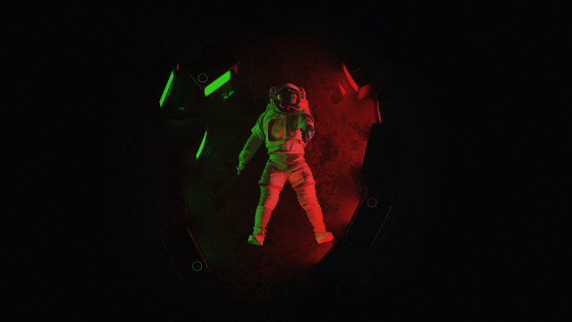 Space suit man neon dark free wallpaper - medium preview image