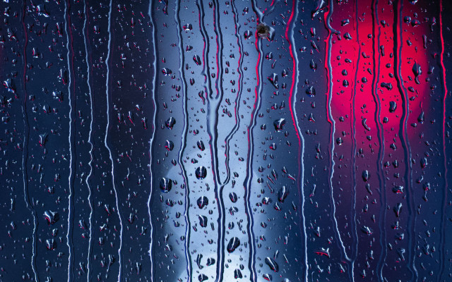 Rainy window red light night free wallpaper - medium preview image