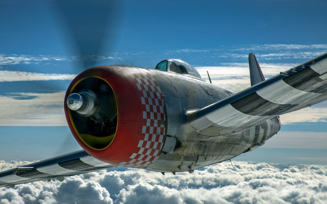 Red white airplane flying clouds #2 free wallpaper - medium preview image