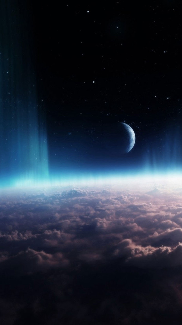Earth crescent moon space stars free wallpaper - medium preview image