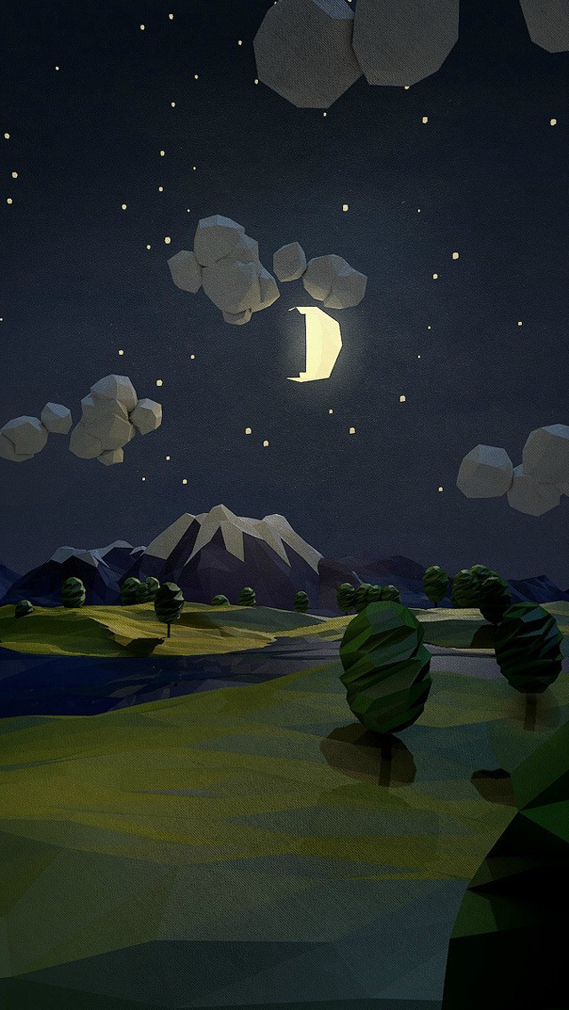 Night sky moon stars field free wallpaper - medium preview image