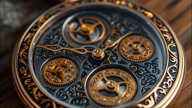 Gold pocket watch macro steampunk free wallpaper - medium preview image
