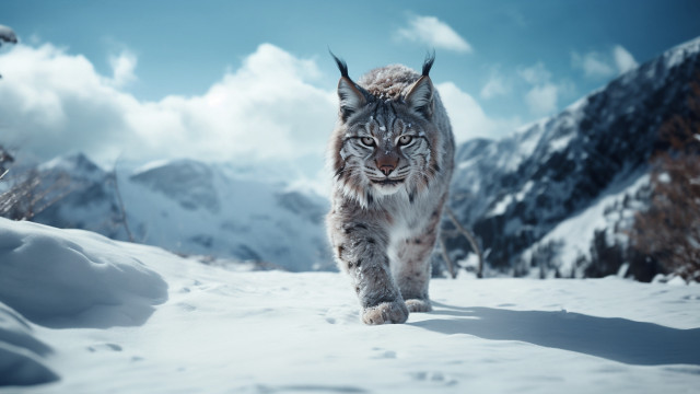 Lynx snow mountains clouds beauty free wallpaper - medium preview image