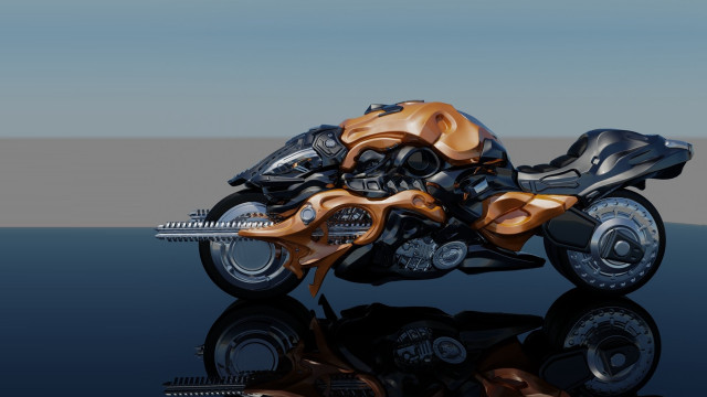 Motorcycle reflection water blue sky free wallpaper - medium preview image