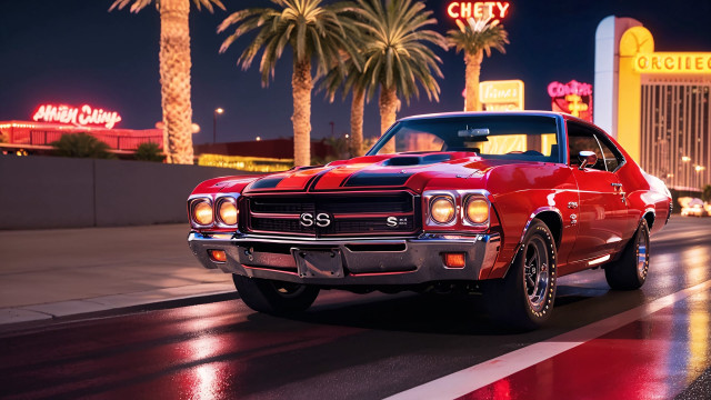 Red car neon cobra palm free wallpaper - medium preview image