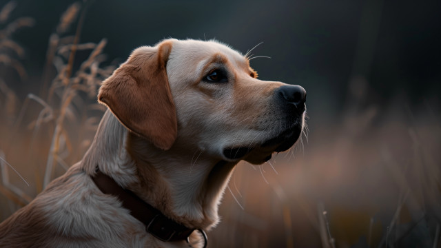 Dog looking distance blurry grass free wallpaper - medium preview image