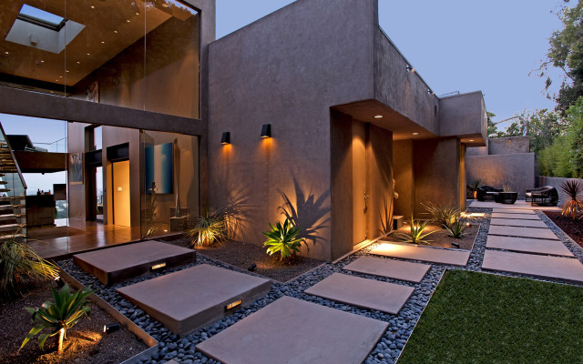 Modern house walkway patio lights free wallpaper - medium preview image