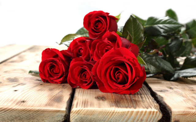 Red roses wooden table flower free wallpaper - medium preview image