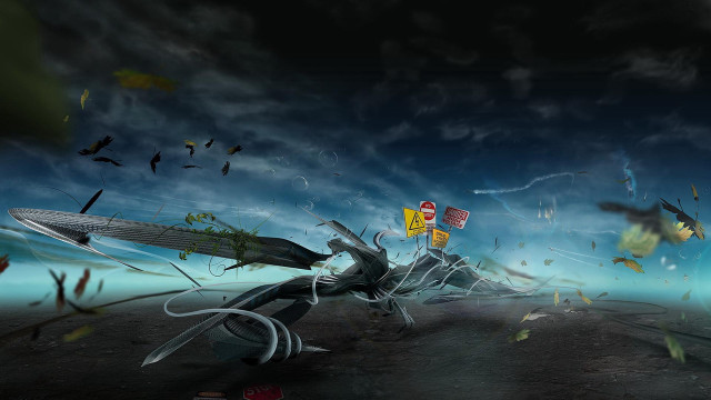 Flying robot flag back flag free wallpaper - medium preview image