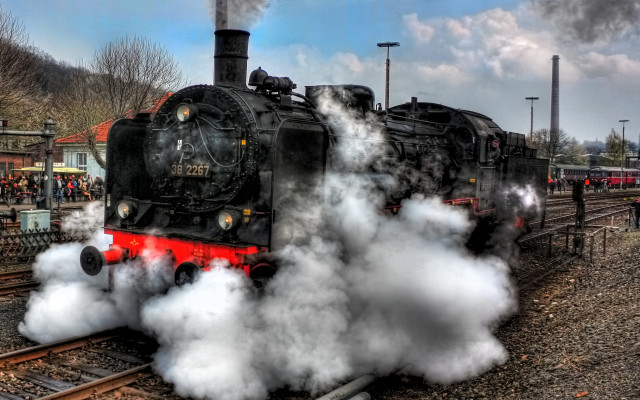 Steam engine forest train urban free wallpaper - medium preview image